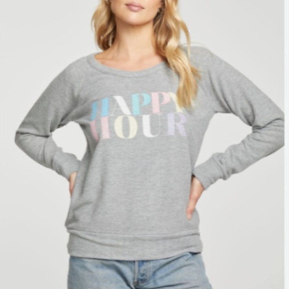 Chaser Small gray Happy Hour sweatshirt small